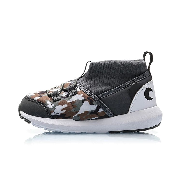 Li Ning Kids Sports Lifestyle Series Удобные повседневные прочные дышащие кроссовки средней высоты Детские кроссовки серо-зеленого цвета YKNP002-1 26 black Li-Ning