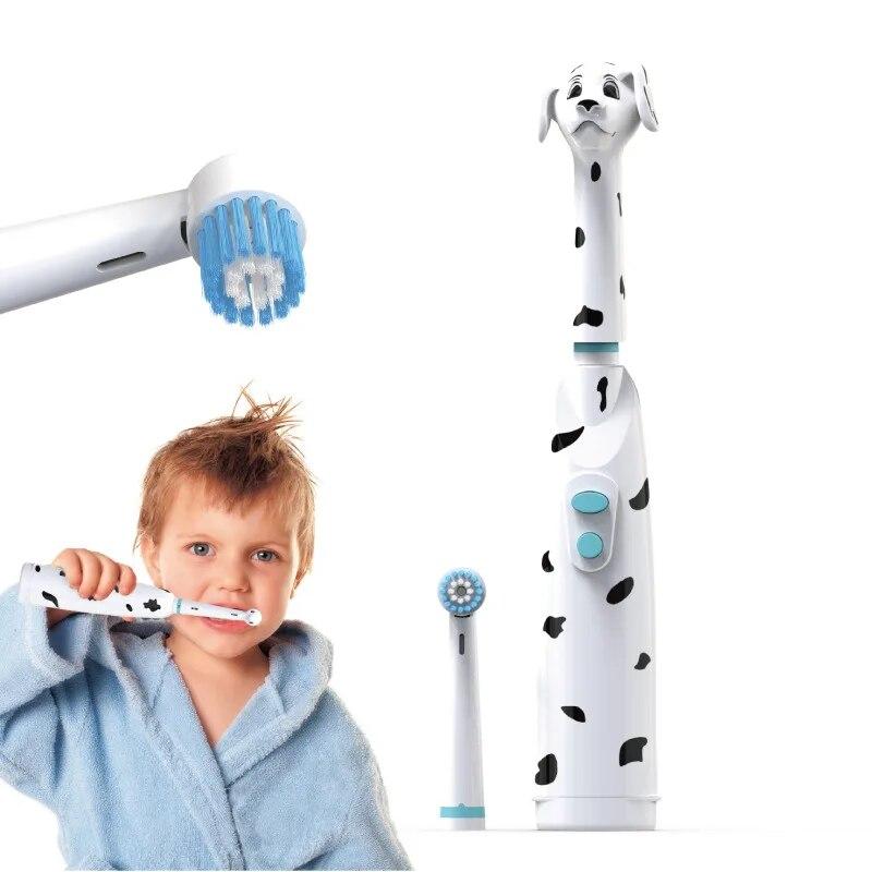 Детская вращающаяся электрическая зубная щетка Baining, пылезащитный чехол, игрушка с мягкой щетиной, головка зубной щетки для детской чистки зубов 1pcs white Essager Electronic