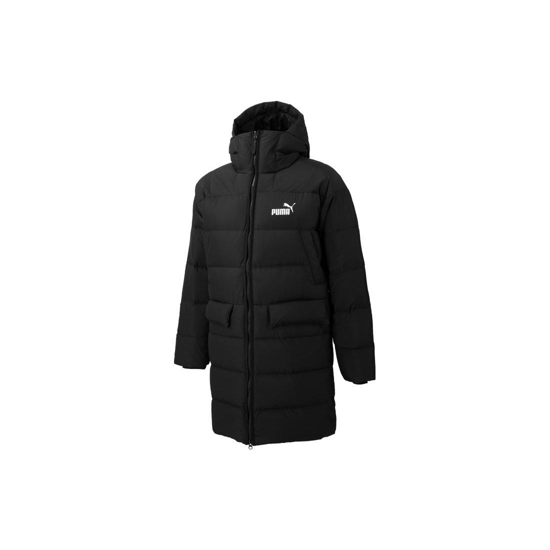 PUMA однотонный пуховик с логотипом на молнии и капюшоном, мужская верхняя одежда, черный 672437-01 M black