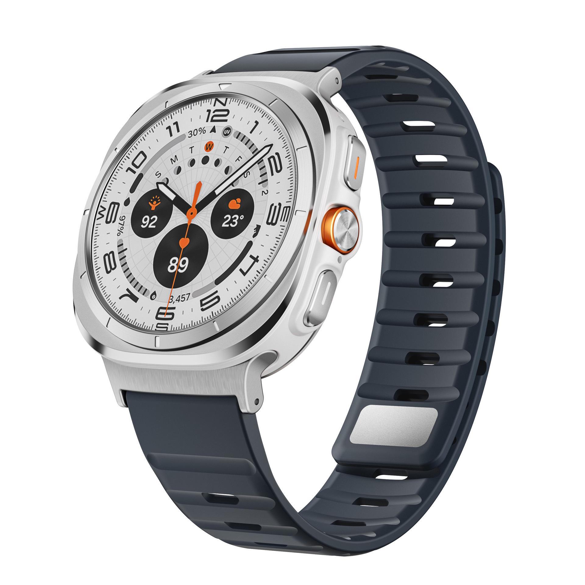 Стильный силиконовый магнитный ремешок для Samsung Watch 7 Ultra 47MM Silver head gray Smarter than future