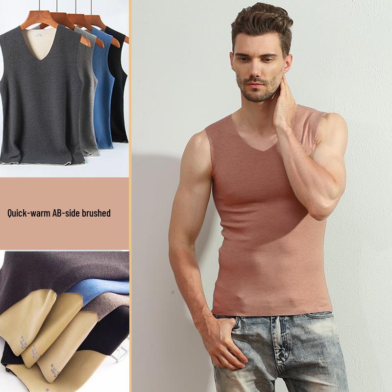 Мужской и женский двухсторонний теплый базовый жилет beige FashionFlair