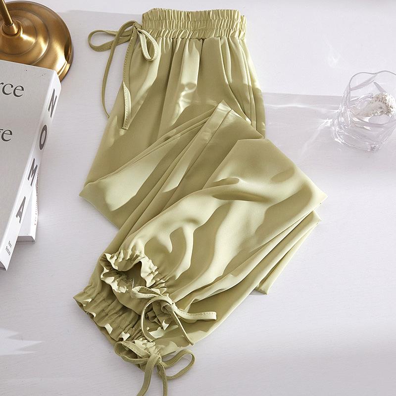 Ice Silk Sweatpants for Women In Summer Thin Draping Loose High Waist Slimming Fashionable Wide-leg Harun Straight Relaxed Pants M beige BosphorusBoutique