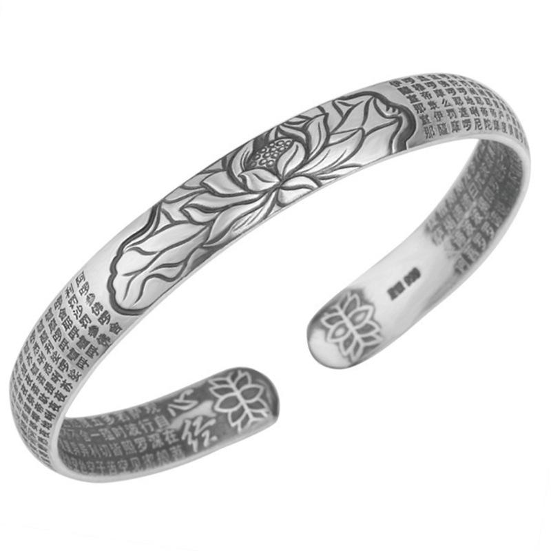 Ретро вращающийся браслет Miantai с сердцем из джекфрута и лотосом gray FOXANRY Jewelry