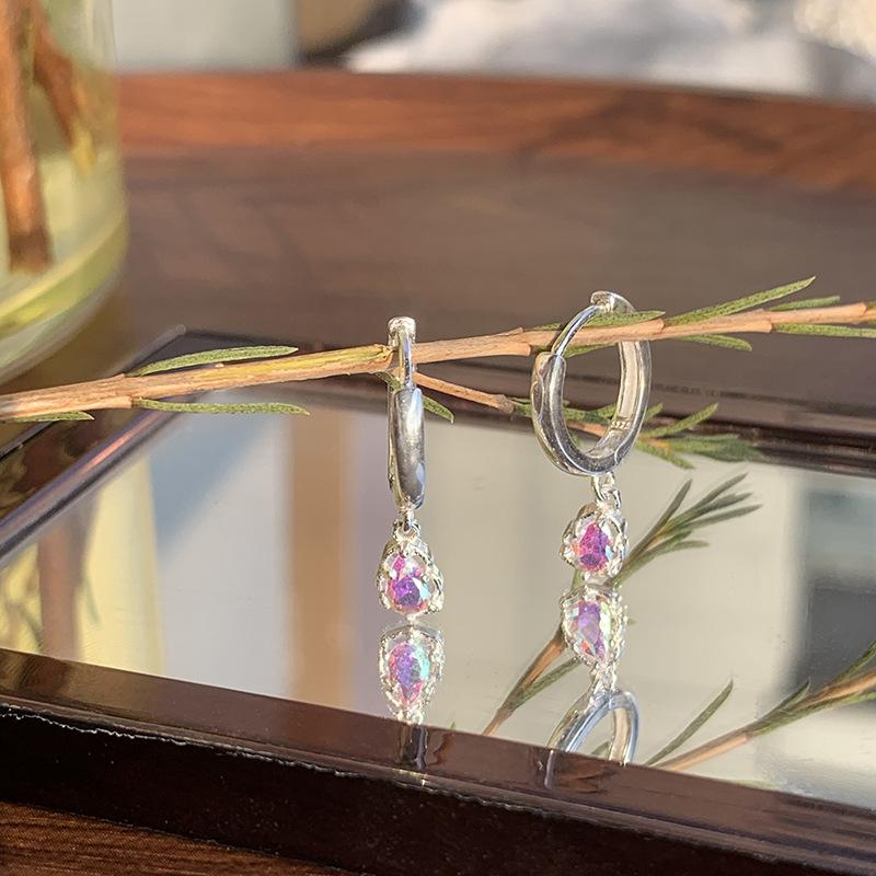 Серьги-пряжки Symphony Water Drop Femininity Korean Version Персонализированные серьги Commuter Niche Light Luxury Earrings gray Lucky Star Jewelry