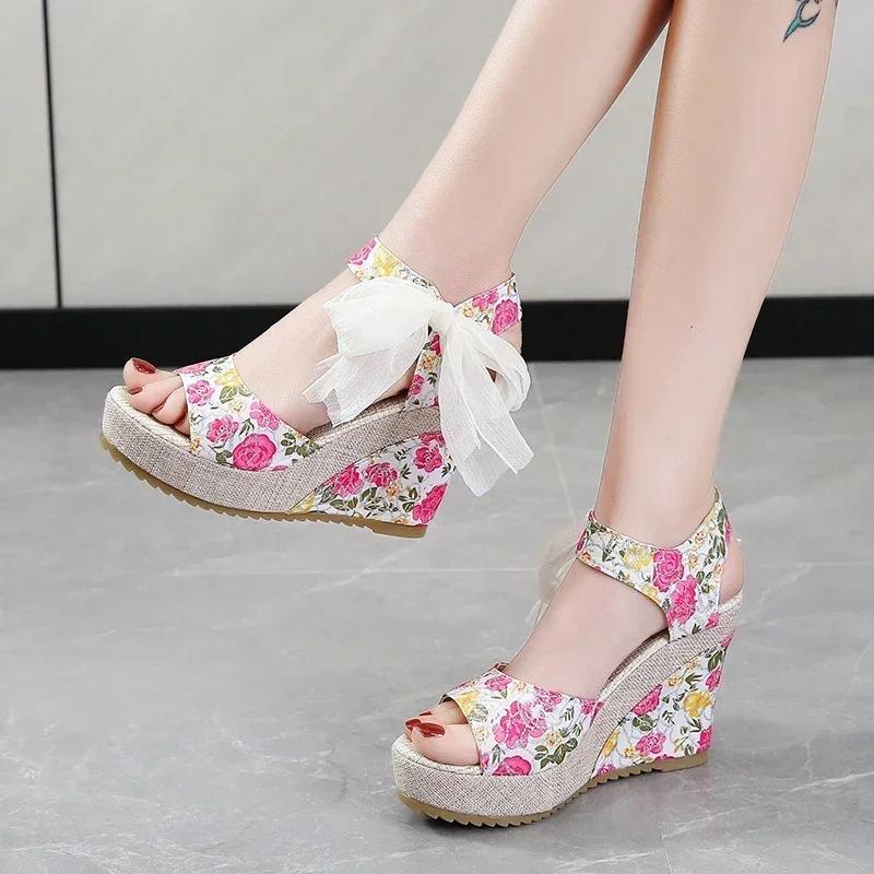 модные сандалии De Tacón Para Mujer, Zapatos Elegantes Con Plataforma Y Cuña De Diseñador, De Lujo, Cómodos, A La Moda, Para Verano 35 розовый PrimeFootwear