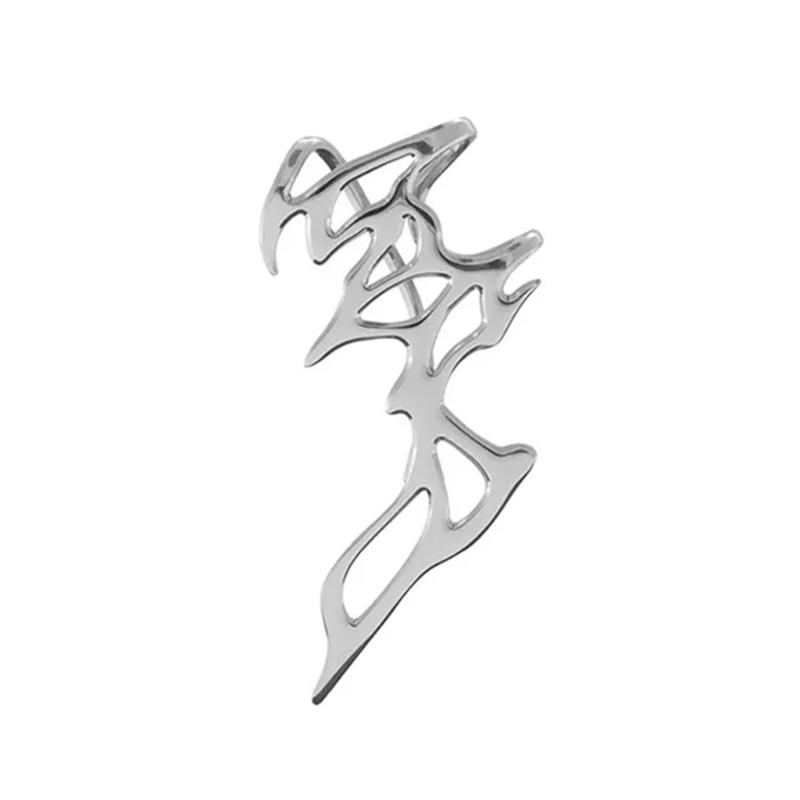 Прочный металлический клипс-серьга с жидким пламенем, полая серьга-обертка с пламенем, для вечеринки 1 gray Pale Blue