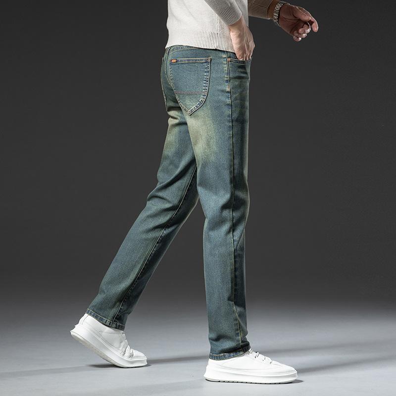 Four Seasons New Retro Jeans Men s Loose Straight 2024 Эластичные высококачественные универсальные повседневные длинные мужские брюки 28 gray XBHBEAUTY