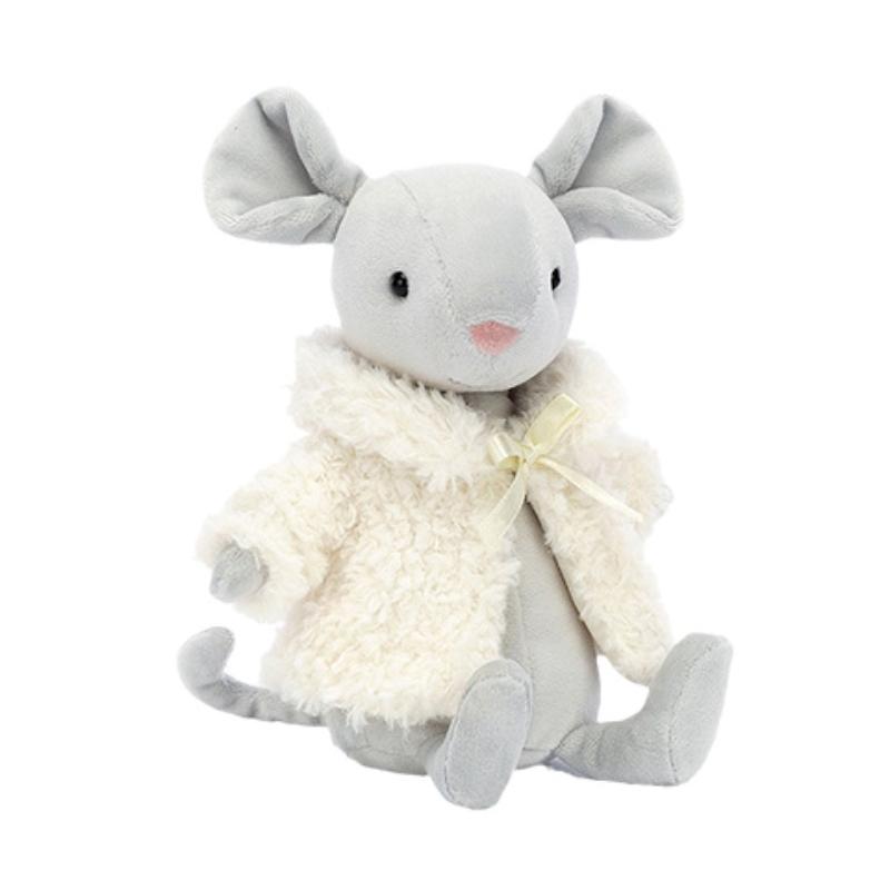 JELLYCAT Серия Животные Леса Маленькая Мышь в Уютной Куртке Милая Кукла Плюшевая Кукла Высота 17 см white