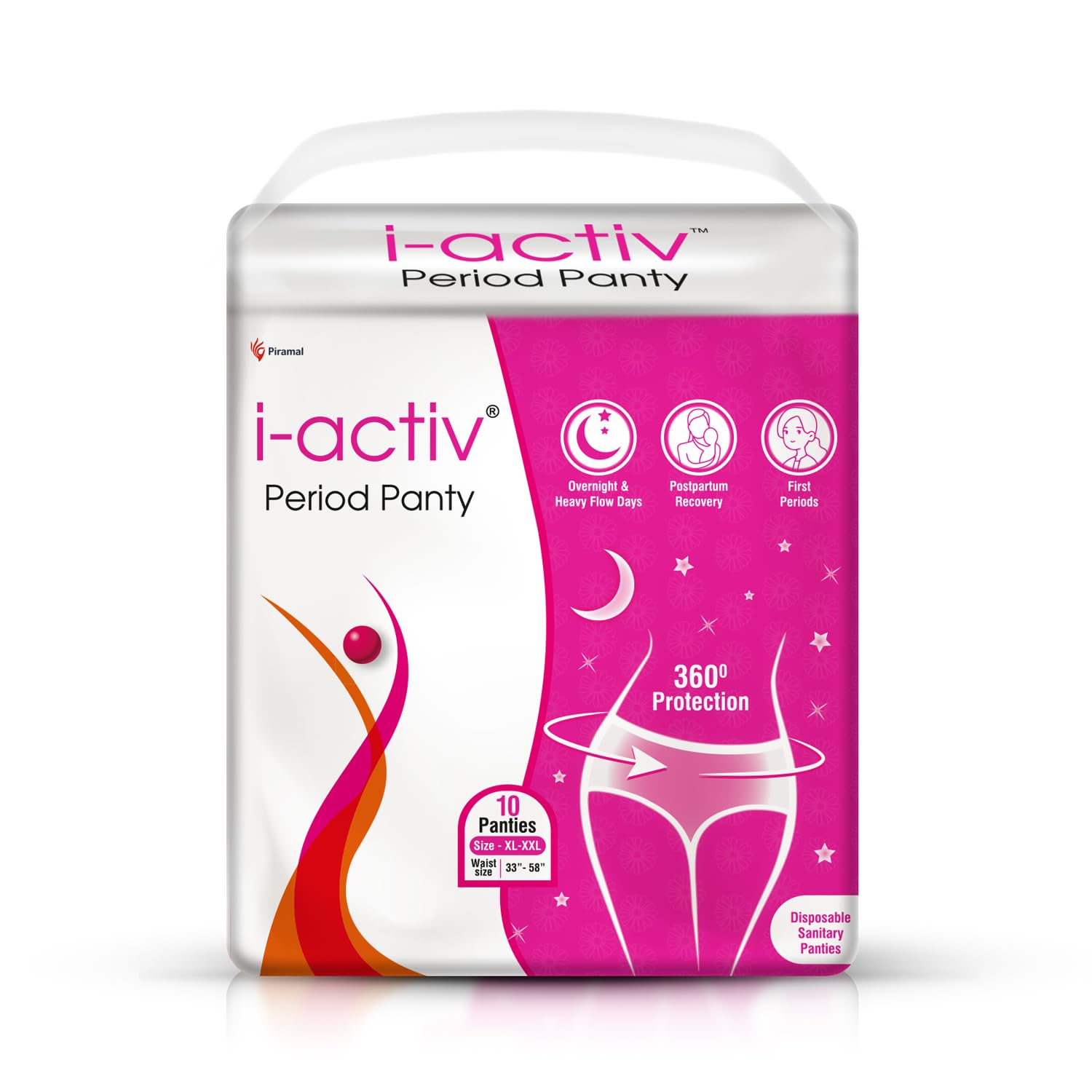 i-activ Менструальные трусы для женщин девушек XL-XXL 10 шт. Упаковка из 1 одноразовые для обильных выделений для беременных защита 33  до 58 white TheWish All In One