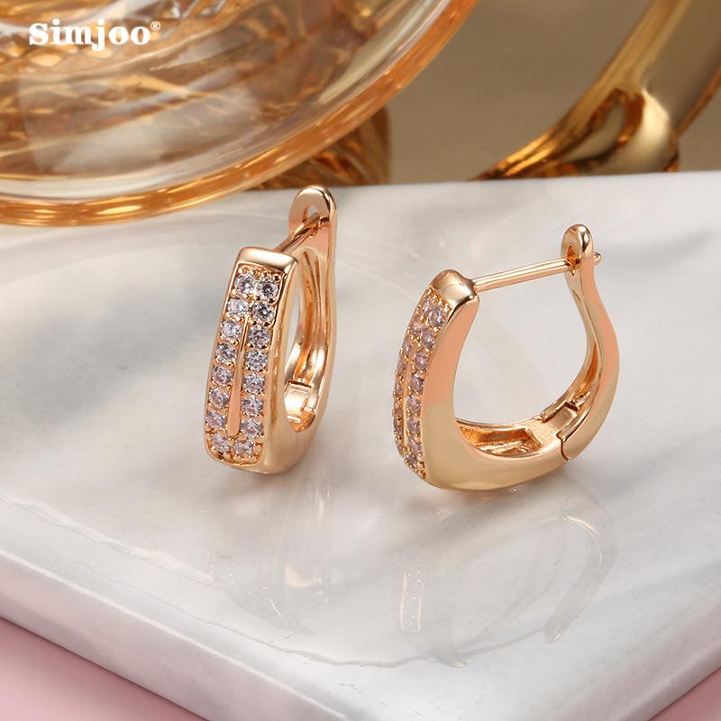SIMJOO серьги с цирконом, женские модные простые двухрядные ювелирные изделия с бриллиантами beige