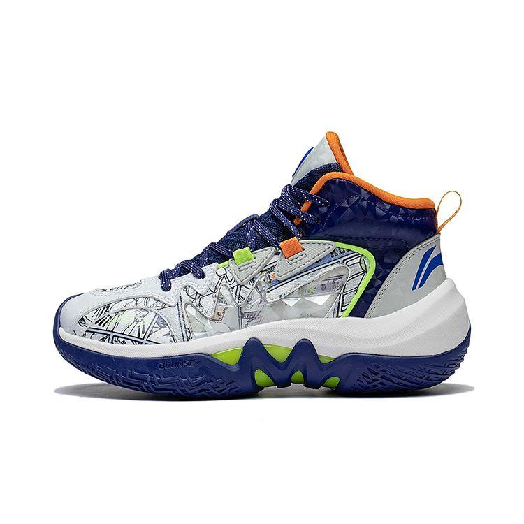 Кроссовки для баскетбола Li Ning Comfortable Non-Slip Shock Absorbing High Top с защитой от износа Детские кроссовки Dark-Blue YKBS086-7 40 gray Li-Ning