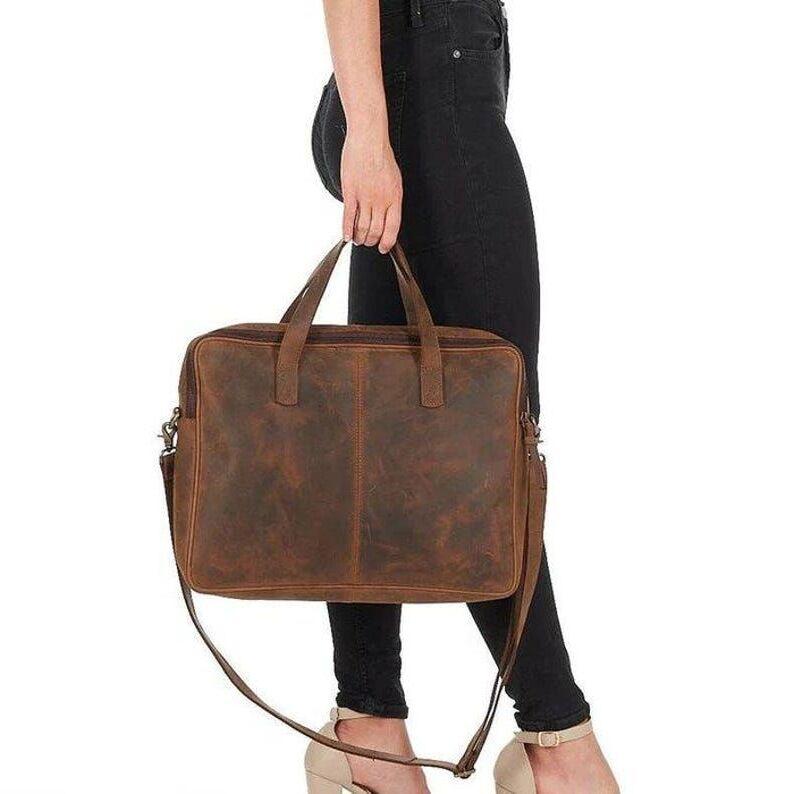 Сумка для ноутбука из натуральной кожи в деревенском стиле - Ivaan black NAVYA Genuine leather Bags