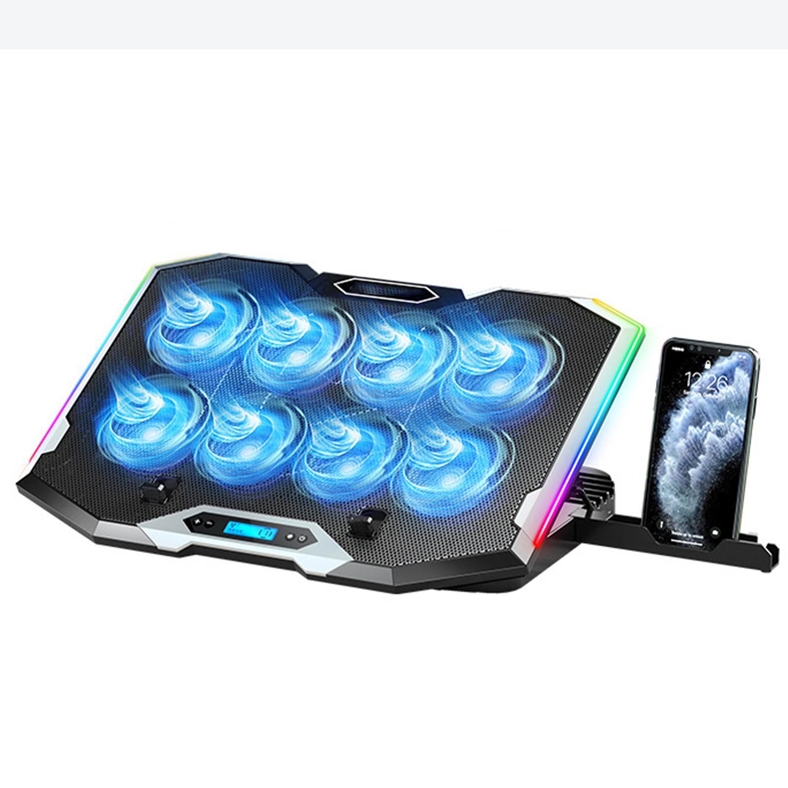 Вентилятор для ноутбука с RGB-подсветкой и бесшумной работой - Подставка-кронштейн для ноутбука со встроенным радиатором для игровых ноутбуков чёрный Holland Ham