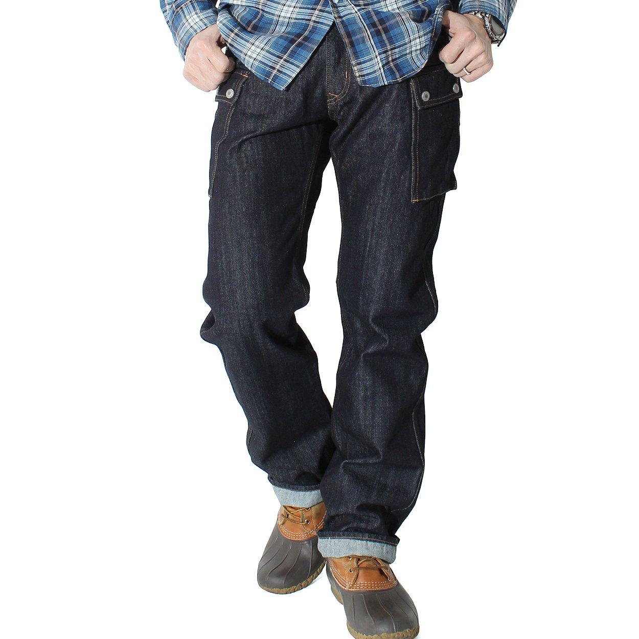 Kojima Jeans 13 унц Деним Карго Размер Индиго Брюки, Мужские, 38, black JP Create mege