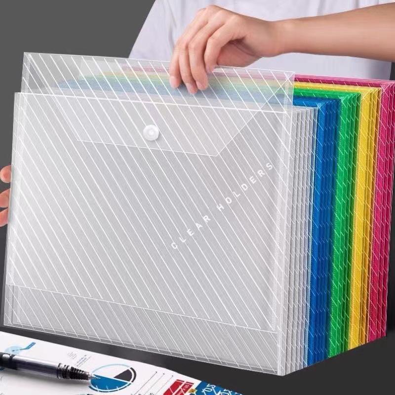 Large Capacity Transparent A4 Document Storage Bag with Button Closure Medium thick white CreativeCorner