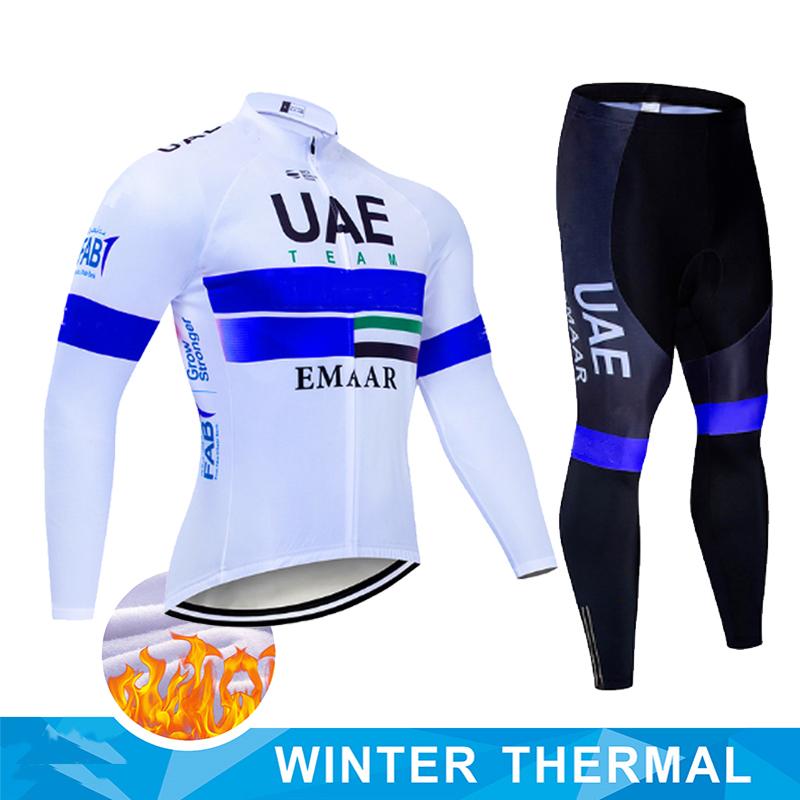 2026 ОАЭ Зимний Термофлисовый Велосипедный Комплект Джерси Maillot Ropa Ciclismo Сохраняет Тепло MTB Велосипедная Одежда Велосипедная Одежда Велосипедный Комплект S white RX-clothing
