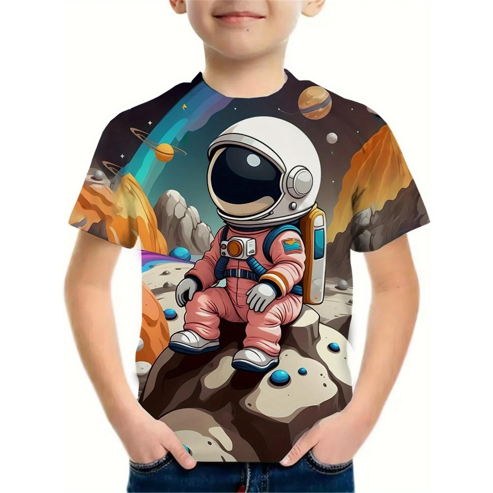 Модная детская футболка летняя для мальчика мультяшная 3D-печать модная мягкая удобная с круглым вырезом с коротким рукавом футболка 170 black Lady XiuBei 09