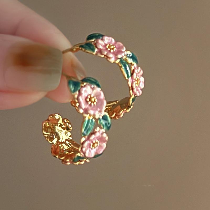 Серьги женские GemChic Изысканные Ретро Цветы Листья Круглые Серьги Модные Универсальные Пусеты Игла Ювелирный Подарок на День Рождения Рождество brown BlingBay
