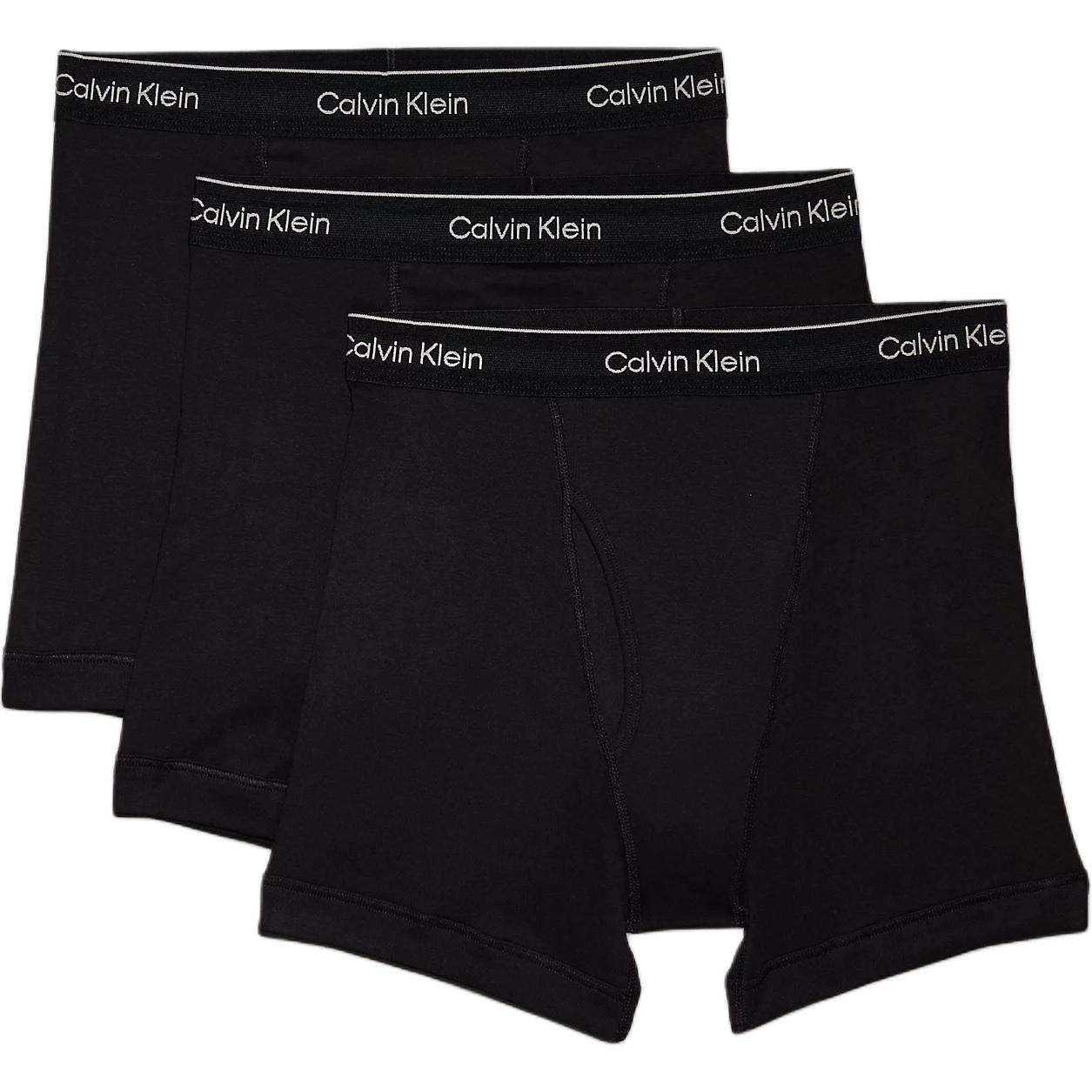 Calvin Klein Однотонные боксеры со средней посадкой и эластичной лентой с логотипом 3 шт. Мужское нижнее белье Черный 000NB4003A-001 M black