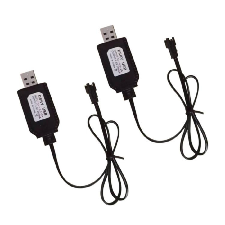 2 шт. USB-кабель-зарядное устройство 4,8 В с разъемами SM2.0 2P для экскаваторов и транспортных средств с дистанционным управлением 1 black Manganese