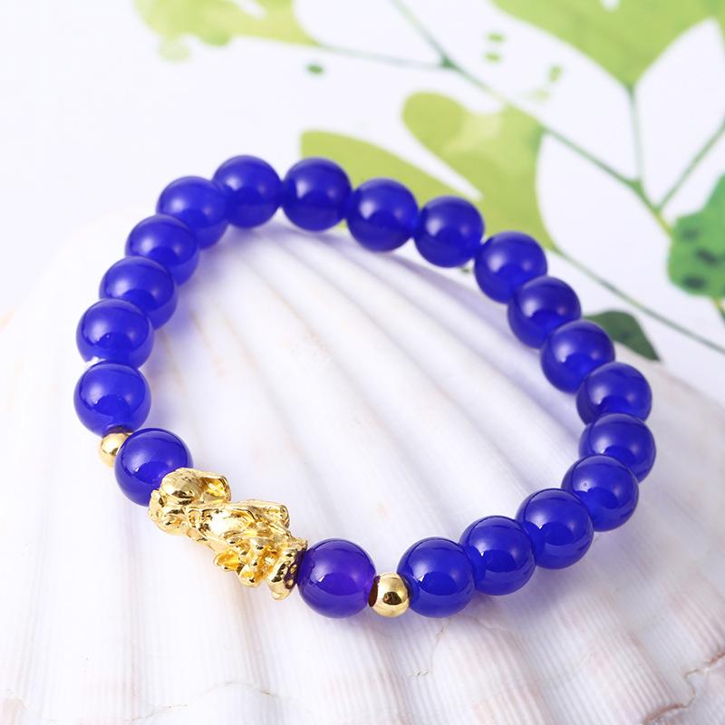 Shajin Jewelry Pixiu Горячие товары 3D Туристические достопримечательности Твердое золото Подарки Вьетнам Хрусталь Браслет для лучших друзей Уникальный синий boy