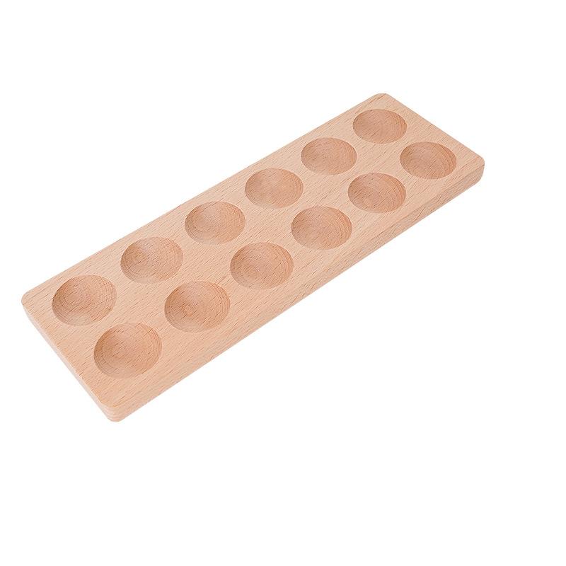 Solid wood grid fixed egg rack, creative wooden multi-grid kitchen refrigerator storage egg tray display tray beige XQ We Wantice