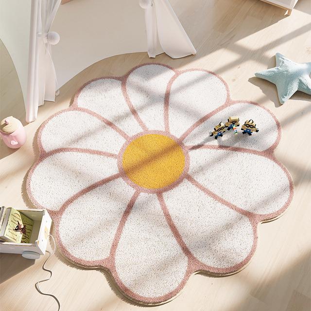 Ins Style Rug Круглый имитация кашемировых ковров Симпатичный девчачий ковер для спальни Гардеробная Коврик для отдыха Гостиная Диван Журнальный столик Ковер 80x80CM beige Yiran Furniture