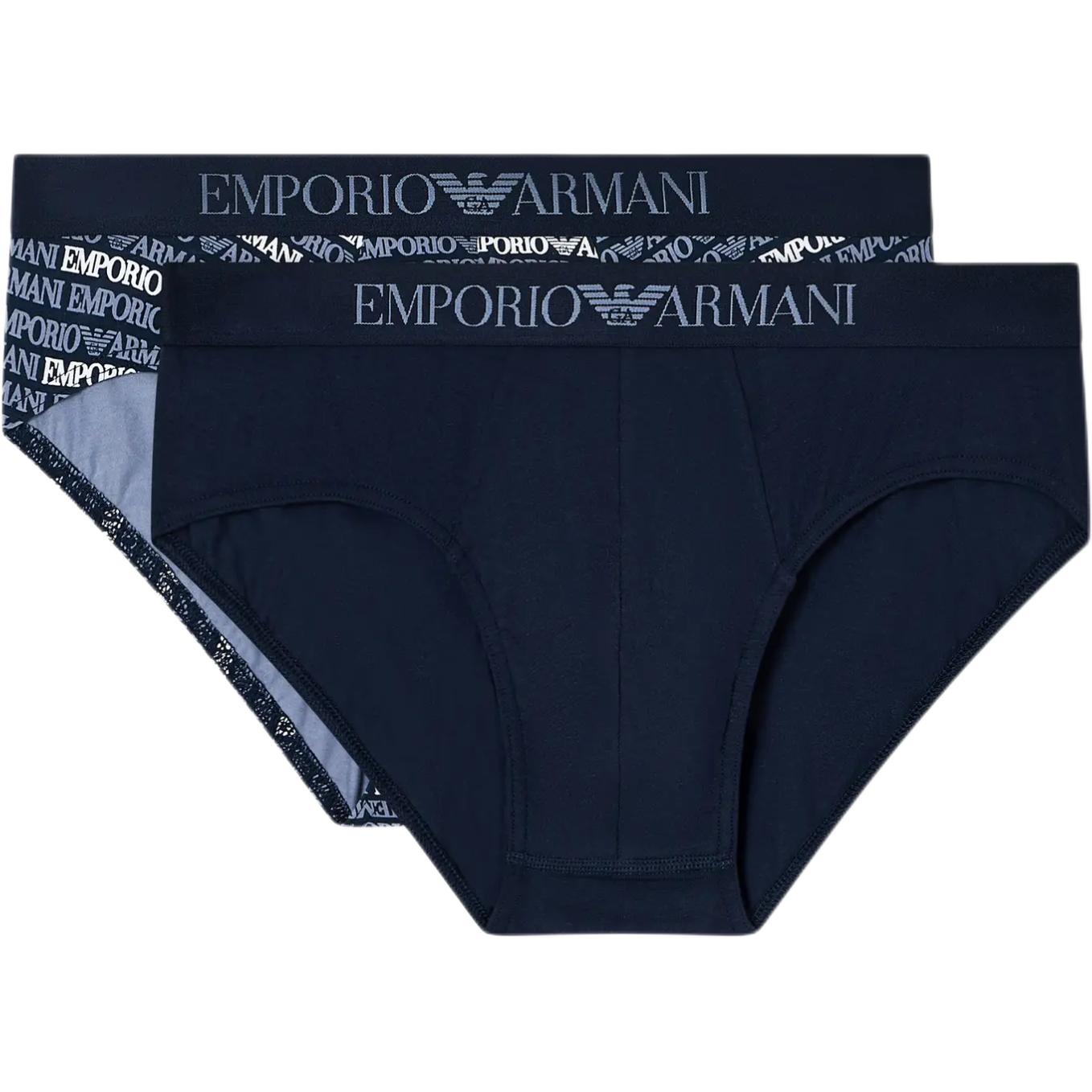 Emporio Armani Коллекция Осень/Зима 2025 Хлопковые эластичные трусы-брифы Упаковка из 2 штук Мужское нижнее белье EM000251-AF14994-MB309 M gray