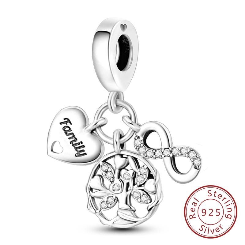Original 925 Silver Charm Beads Love Heart Family Charms Pendant Fit Bracelet Charm Women DIY Jewelry Gift white D3 market