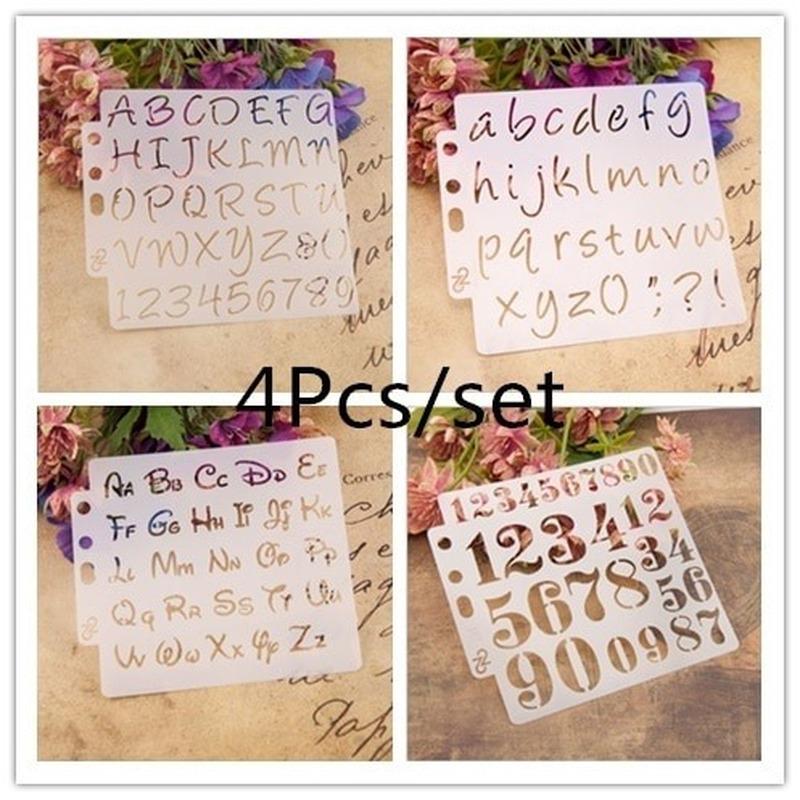 4 шт./комплект 13 * 13 см Трафареты с буквами алфавита Шаблон для рисования Скрапбукинг Тиснение Штампинг Альбом Карточка DIY HIP 4pcs/set white Homelife03