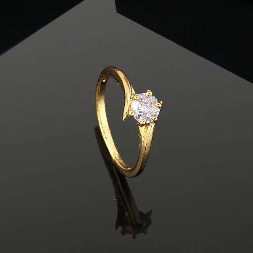 Женское позолоченное кольцо на палец с пасьянсом Estele CZ gray