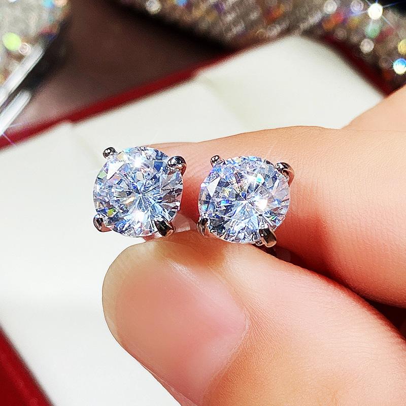 Классические серьги-гвоздики Huitan с четырьмя когтями и кубическим цирконием для женщин, минималистичный подарок, простые универсальные серьги на каждый день, ювелирные изделия для девочек white YIRAN Jewelry