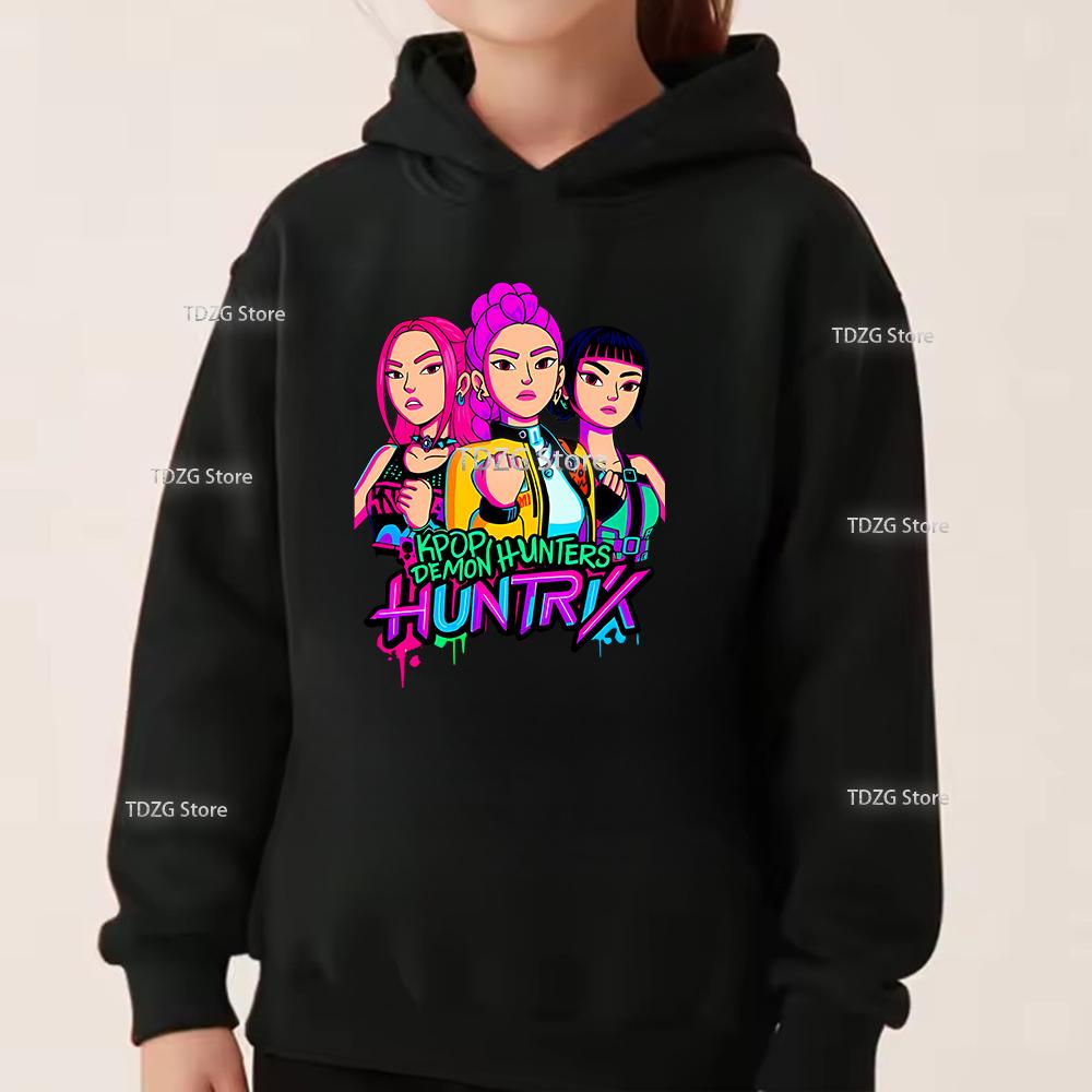 Осень Одинокая Девушка KPop Принт Охотника на Демонов Модный и Простой Спортивный Пуловер Худи для Мальчиков и Девочек Детская Одежда 100 black WowClassic