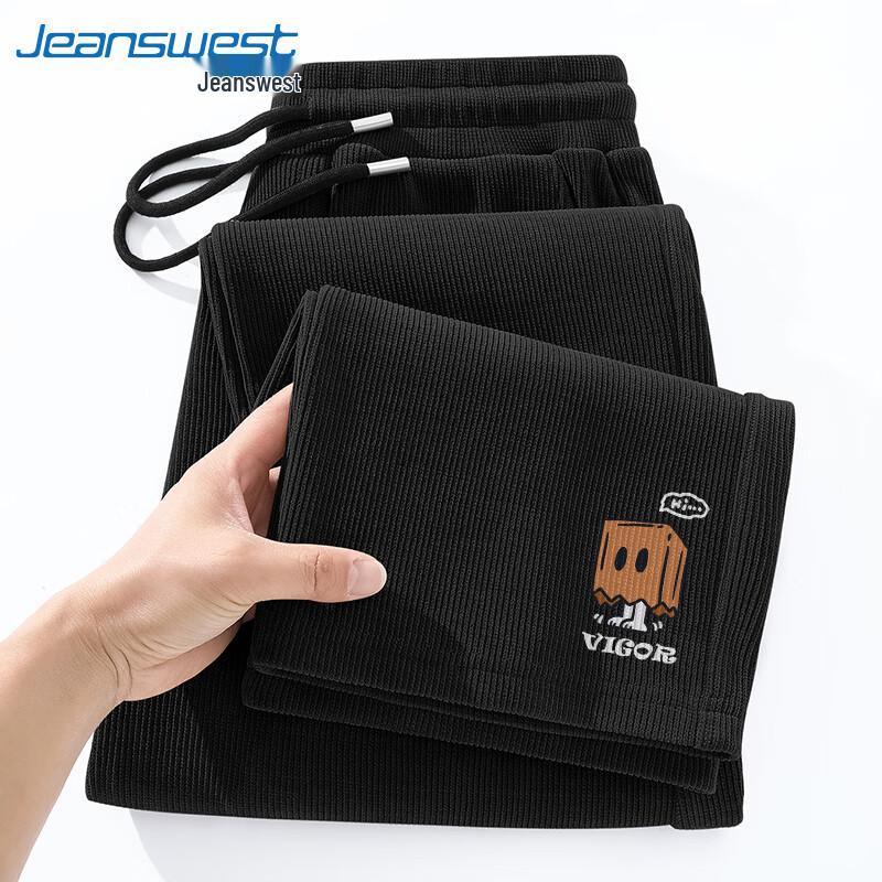 Мужские зимние вельветовые широкие брюки с мультяшным принтом от Jeanswest L black JDST online