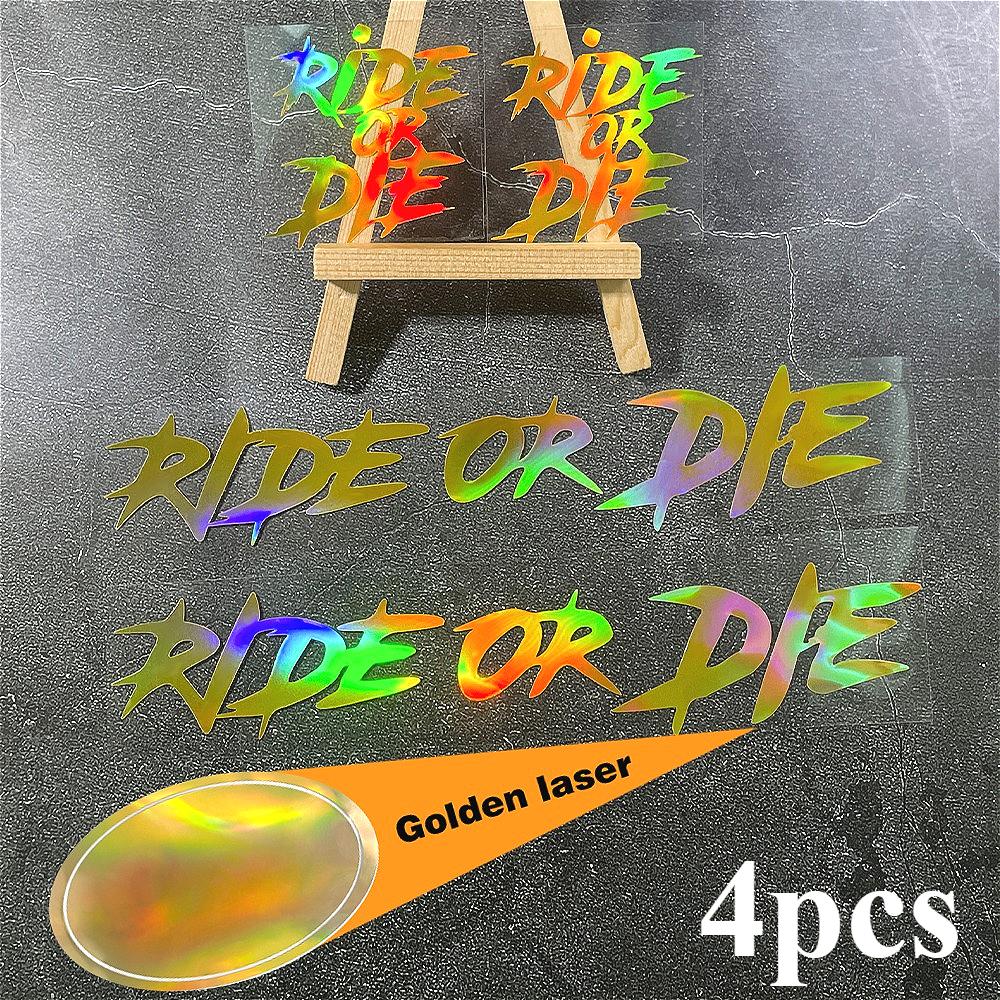 4 шт./1 лист RIDE OR DIE Велосипедные наклейки Смешные DIY На раму верхней трубы шоссейного велосипеда, Руль, Мотоциклетный шлем, Водонепроницаемые виниловые наклейки as picture black Aura Living
