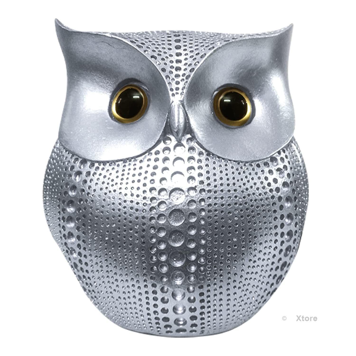 Современная стильная художественная фигурка Lucky Owl из смолы (Серебряный), 1 кусок gray Navya Handicraft