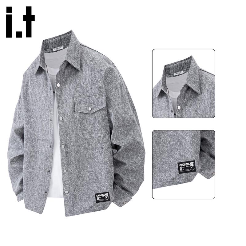 :Мужская повседневная рубашка с длинным рукавом CHOCOOLATEit M gray JDST online