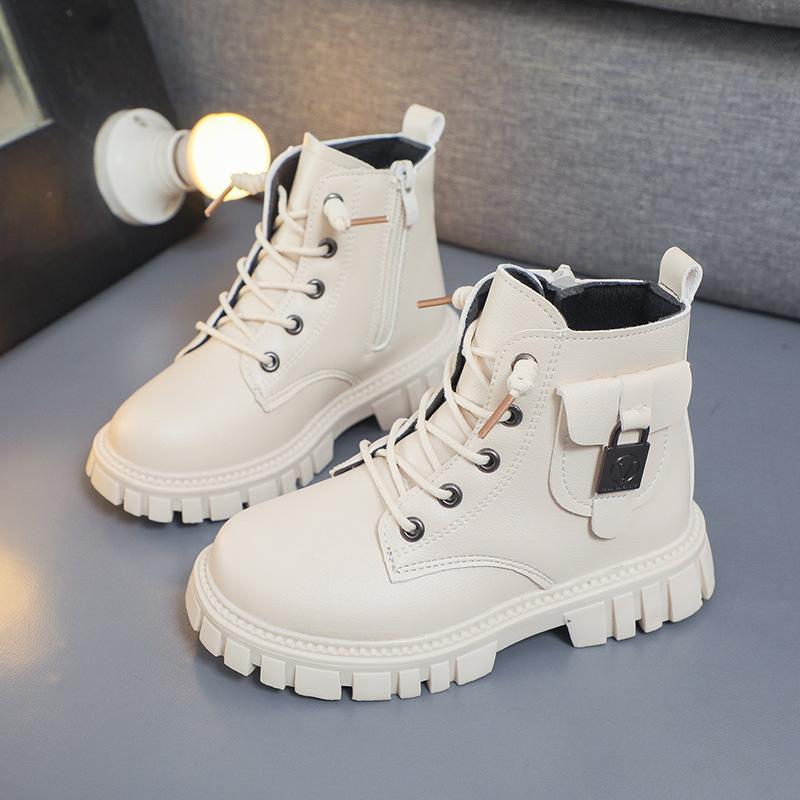 Ботинки Martin для девочек и мальчиков, кожаные одинарные туфли 26 белый Gtime Shoes
