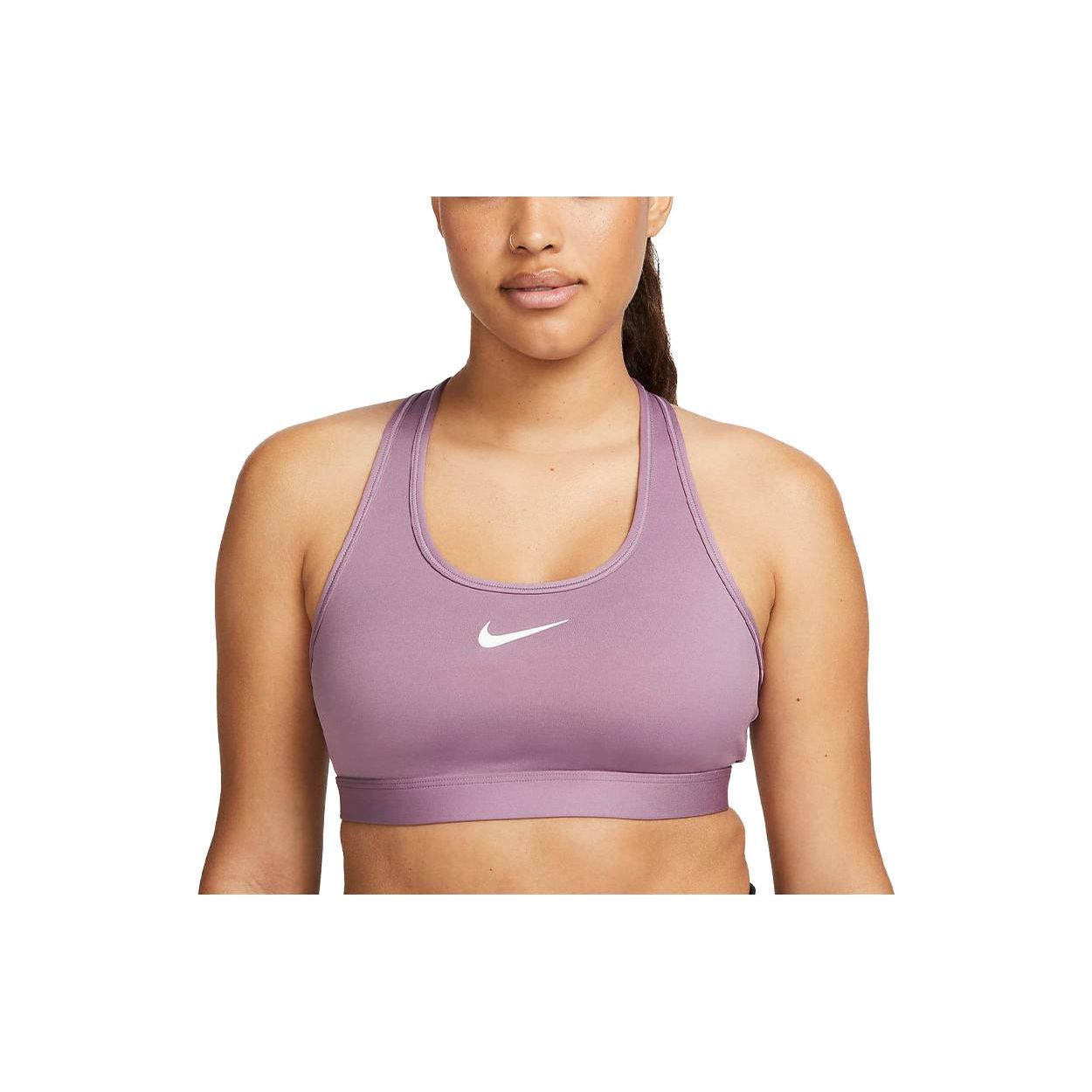 Nike Спортивный бюстгальтер с логотипом Swoosh и поддержкой спины-борцовки, женское нижнее белье, цвет пыльно-фиолетовый DX6822-536 S beige
