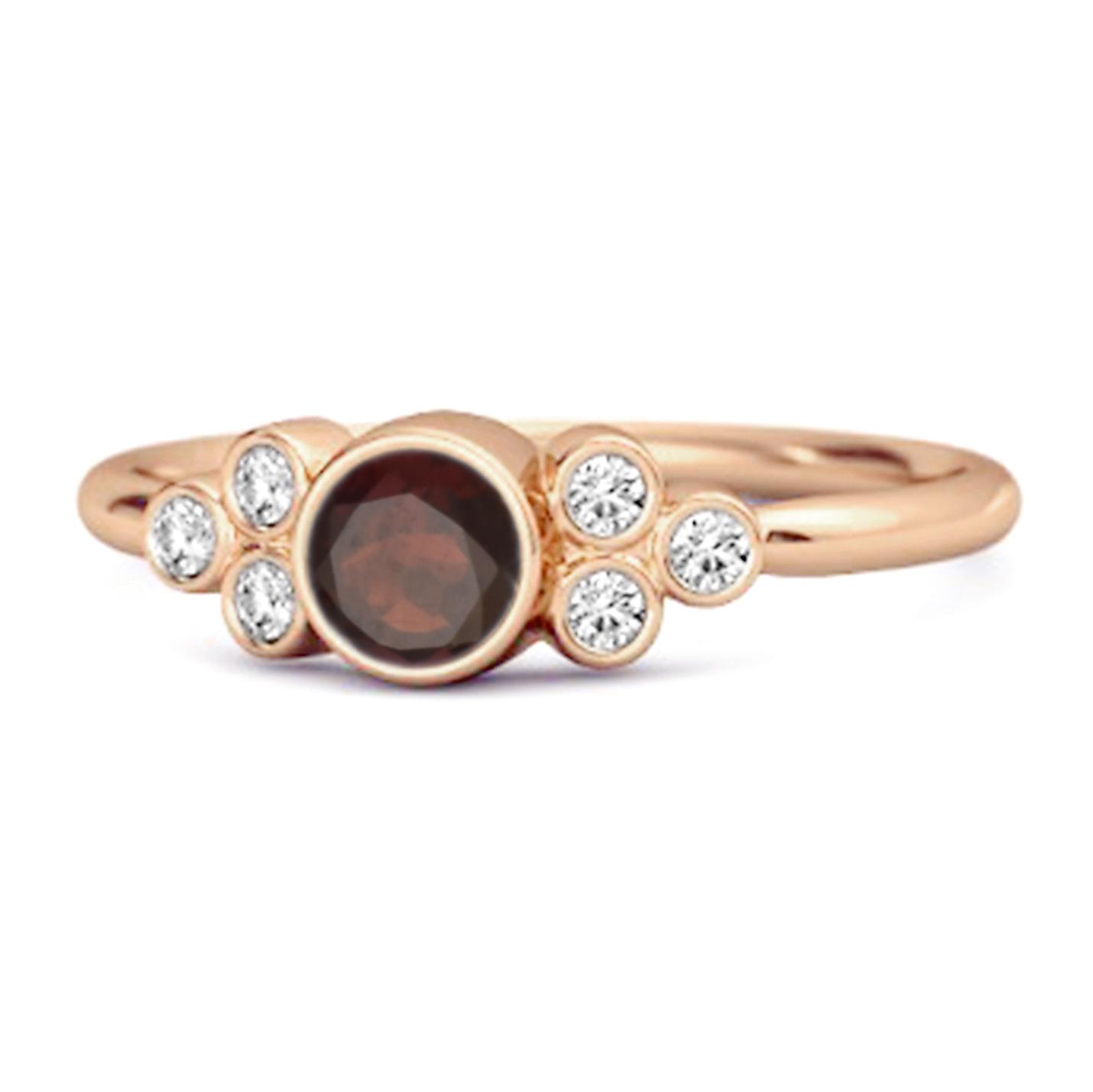 Кольцо в стиле Бохо из стерлингового серебра 925 пробы с позолотой Rose Gold с гранатом в глухом закрепке 6.5 ярко-розовый Kimaya