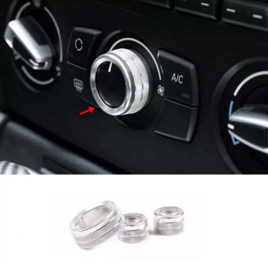 Knob Cover 2013-15 Silver For BMW X1 E84 Console Air Conditioner Button Aluminum black Grain02