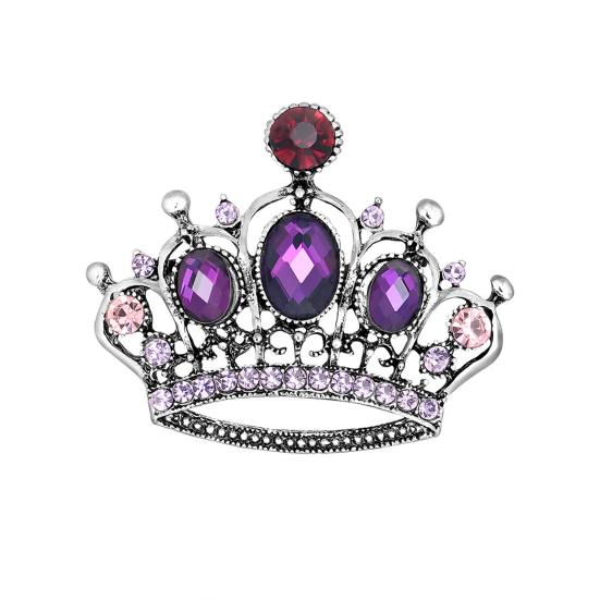 Yousheng Rhinestone Корона Брошь Винтаж Свитер Кардиган Пальто Деловой Костюм Булавка Для Женщин Модные Ювелирные Изделия Подарок Одежда Аксессуары фиолетовый Linggo