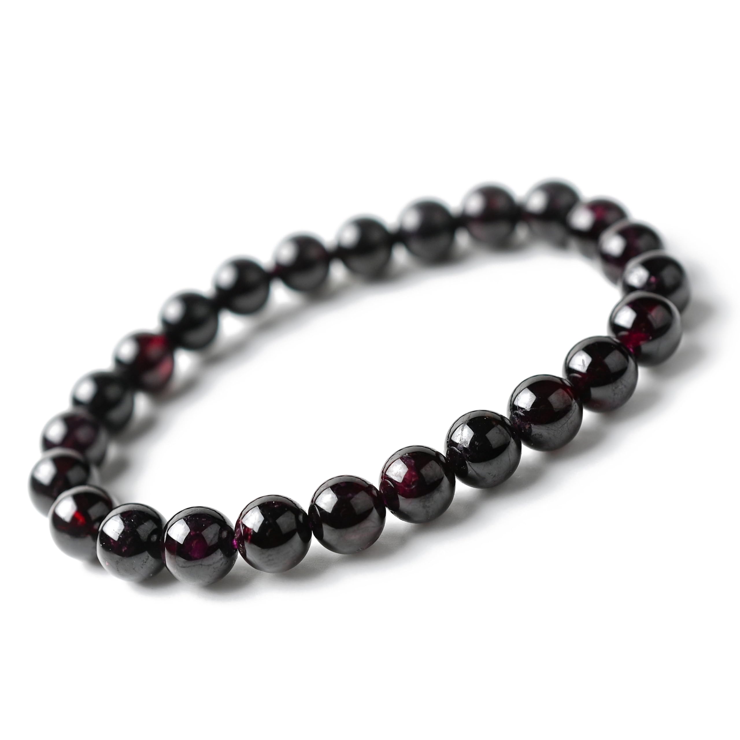 Браслет Eigado Garnet 24 Inner Good Luck January Натуральный камень силы, Бусины, 7,5 мм, Диаметр прибл.. 16см, Шарм, Камень рождения, Камень, gray DOKI DOKI MARKET form NIPPON