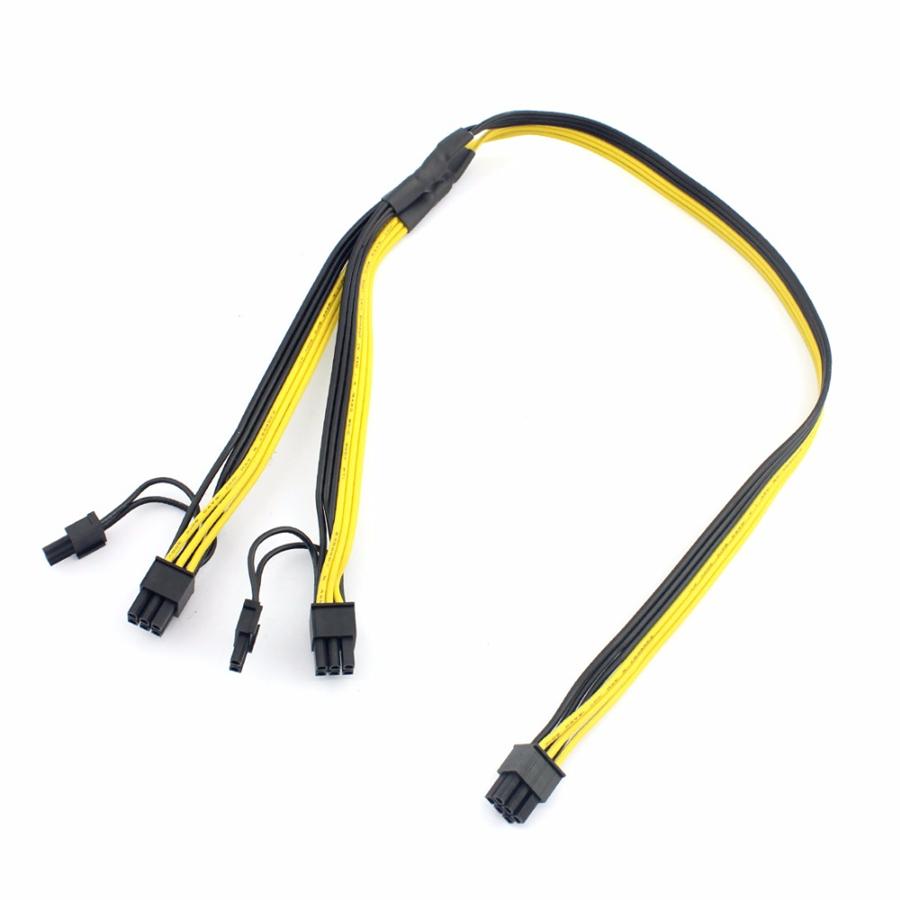 5 шт. Кабель питания PCI-E PCIE male 6Pin на 8 (6 + 2) Адаптер-пин для видеокарты GPU yellow loverapple