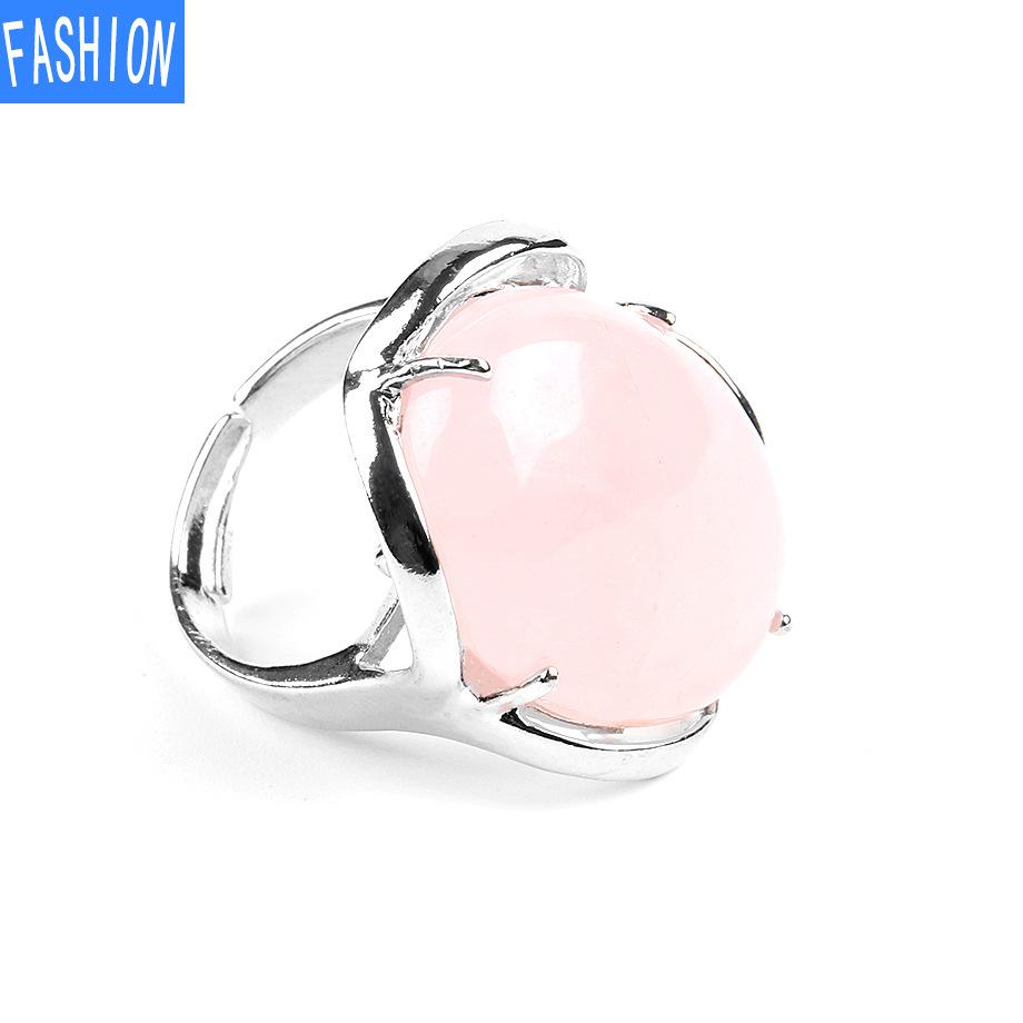 Кольцо с натуральным овальным кристаллом с четырьмя когтями Rose--Quartz white S Jewelry Maker