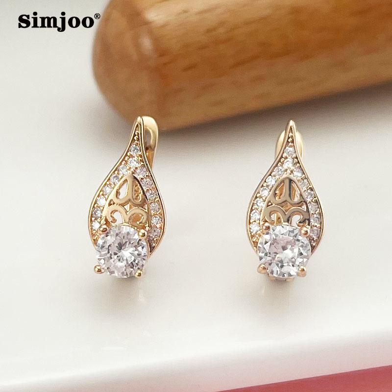 SIMJOO Темпераментные серьги Серьги с геометрическим узором из розового золота и циркона beige