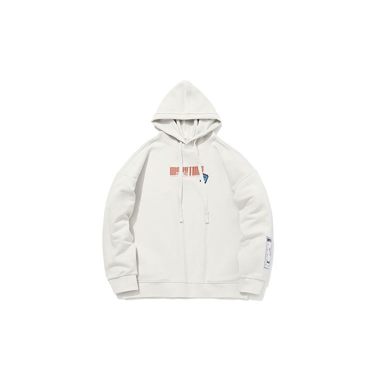Li Ning X Panda Limited Edition Logo Print Casual Comfortable Hoodie Men Hoodies Pearl-White AWDQC65-1 XXL white Li-Ning
