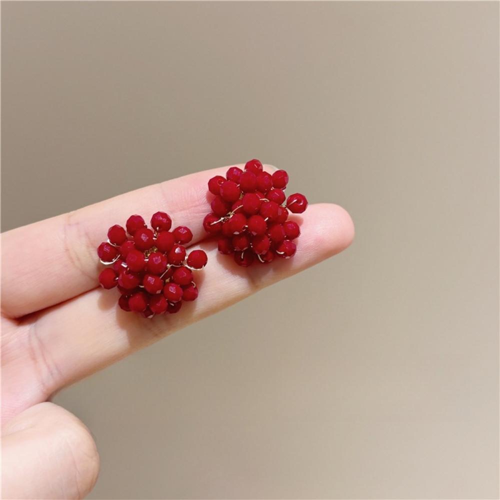 Винтажные серьги с бусинами из красной малины красный Highlight Jewelry