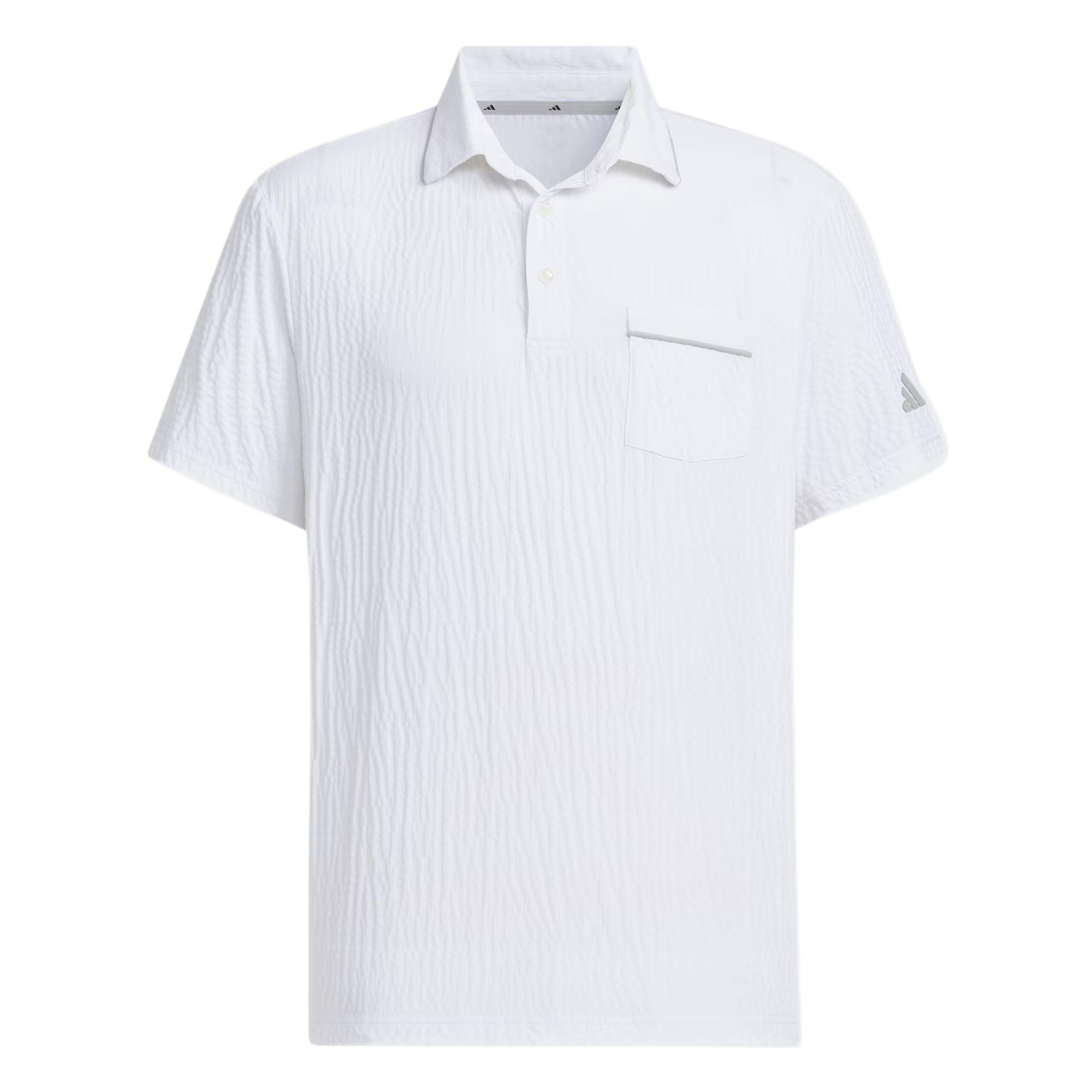 Adidas Seersucker Comfortable Fashion Simple Versatile Short Sleeve Polo Shirt Men Tops White JE7149 M white