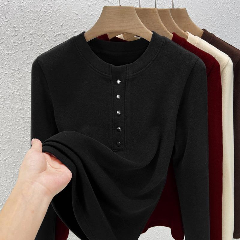 Женская одежда из бархата Tencel, повседневный топ, зимняя новинка, утолщенная теплая базовая рубашка, бархатная рубашка с длинным рукавом M black ShapeMastery Boutique